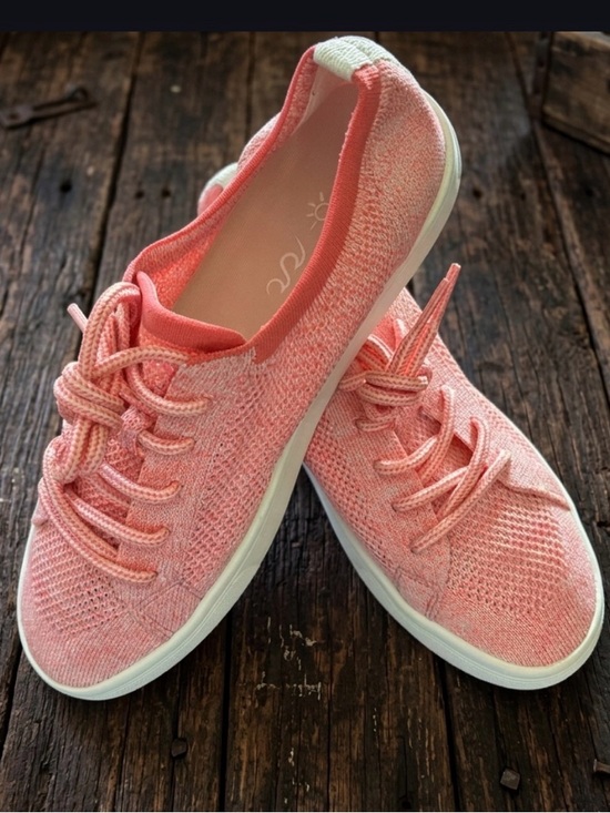 Soludos Shoes - Soludos Knit Lace-Up Breathable Sneakers in Coral Confetti